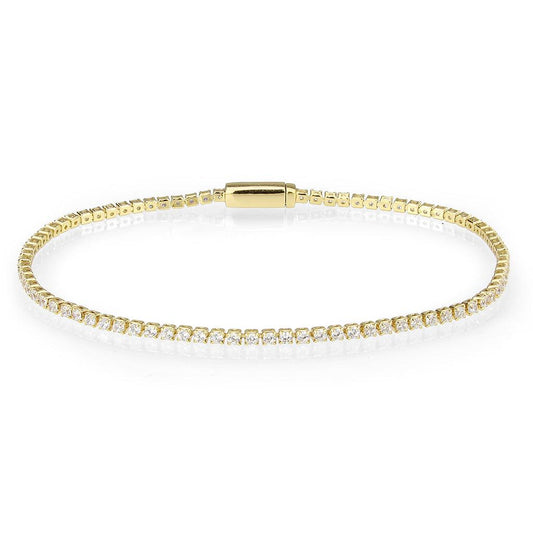 Alamode Gold Brass Bracelet with AAA Grade CZ in Clear - Flyclothing LLC