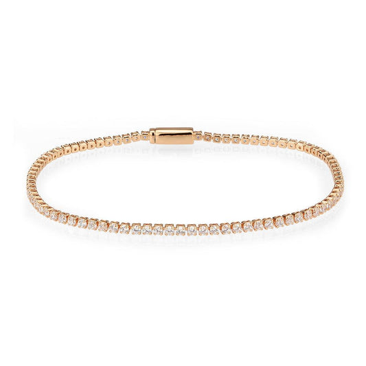 Alamode Rose Gold Brass Bracelet with AAA Grade CZ in Clear - Flyclothing LLC