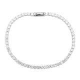 Alamode Rhodium Brass Bracelet with AAA Grade CZ in Clear - Flyclothing LLC