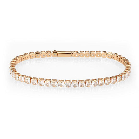 Alamode Rose Gold Brass Bracelet with AAA Grade CZ in Clear - Alamode