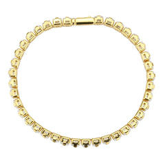 Alamode Gold Brass Bracelet with AAA Grade CZ in Clear - Flyclothing LLC