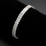 Alamode Rhodium Brass Bracelet with AAA Grade CZ in Clear - Flyclothing LLC