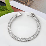 Alamode Rhodium Brass Bracelet with AAA Grade CZ in Clear - Flyclothing LLC