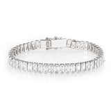 Alamode Rhodium Brass Bracelet with AAA Grade CZ in Clear - Flyclothing LLC