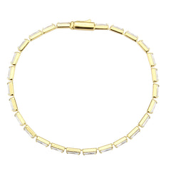 Alamode Gold Brass Bracelet with AAA Grade CZ in Clear - Flyclothing LLC