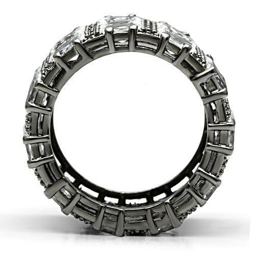 Alamode Ruthenium Brass Ring with AAA Grade CZ in Clear - Alamode