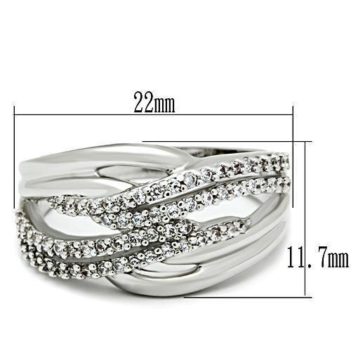 Alamode Rhodium Brass Ring with AAA Grade CZ in Clear - Flyclothing LLC