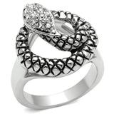 Alamode Rhodium Brass Ring with Top Grade Crystal in Clear - Flyclothing LLC