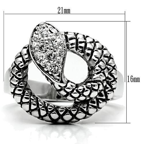 Alamode Rhodium Brass Ring with Top Grade Crystal in Clear - Flyclothing LLC