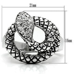 Alamode Rhodium Brass Ring with Top Grade Crystal in Clear - Alamode