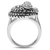 Alamode Rhodium Brass Ring with Top Grade Crystal in Clear - Flyclothing LLC