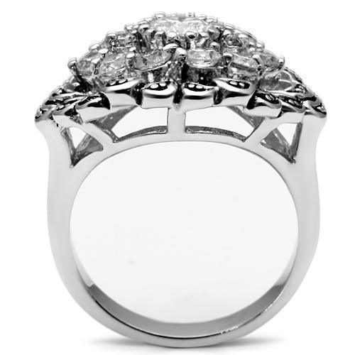 Alamode Rhodium Brass Ring with AAA Grade CZ in Clear - Flyclothing LLC