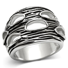 Alamode Rhodium Brass Ring with No Stone - Flyclothing LLC