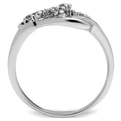 Alamode Rhodium Brass Ring with AAA Grade CZ in Clear - Flyclothing LLC