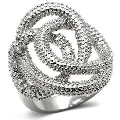 Alamode Rhodium Brass Ring with AAA Grade CZ in Clear - Flyclothing LLC