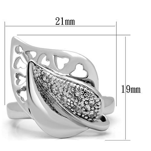 Alamode Rhodium Brass Ring with AAA Grade CZ in Clear - Flyclothing LLC