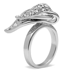 Alamode Rhodium Brass Ring with AAA Grade CZ in Clear - Flyclothing LLC