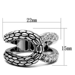 Alamode Rhodium Brass Ring with AAA Grade CZ in Clear - Flyclothing LLC