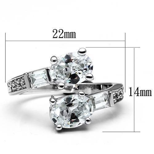 Alamode Rhodium Brass Ring with AAA Grade CZ in Clear - Flyclothing LLC