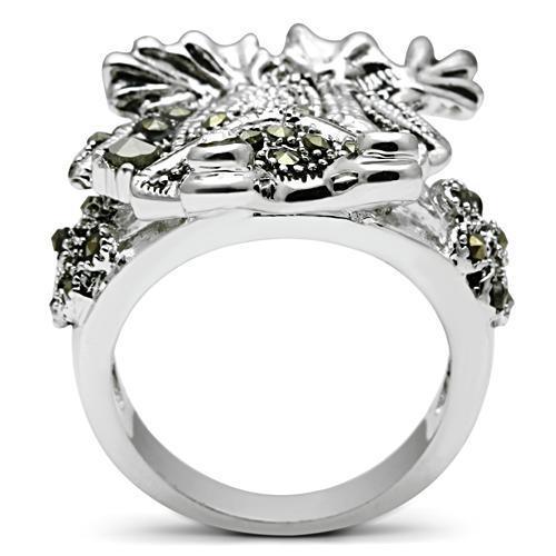 Alamode Rhodium Brass Ring with Top Grade Crystal in Clear - Alamode