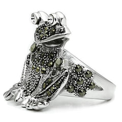 Alamode Rhodium Brass Ring with Top Grade Crystal in Clear - Alamode