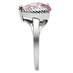 Alamode Rhodium Brass Ring with AAA Grade CZ in Rose - Flyclothing LLC