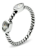 Alamode Rhodium Brass Ring with AAA Grade CZ in Clear - Flyclothing LLC