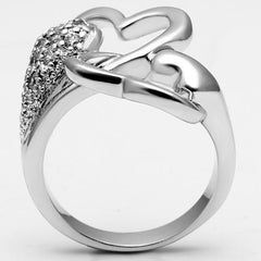 Alamode Rhodium Brass Ring with AAA Grade CZ in Clear - Flyclothing LLC