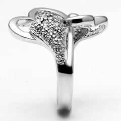 Alamode Rhodium Brass Ring with AAA Grade CZ in Clear - Flyclothing LLC