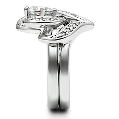 Alamode Rhodium Brass Ring with AAA Grade CZ in Clear - Flyclothing LLC