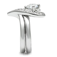 Alamode Rhodium Brass Ring with AAA Grade CZ in Clear - Flyclothing LLC