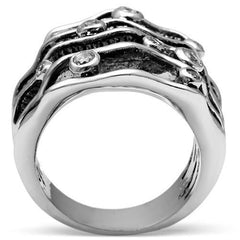 Alamode Rhodium Brass Ring with AAA Grade CZ in Clear - Flyclothing LLC