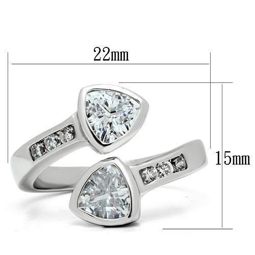 Alamode Rhodium Brass Ring with AAA Grade CZ in Clear - Flyclothing LLC