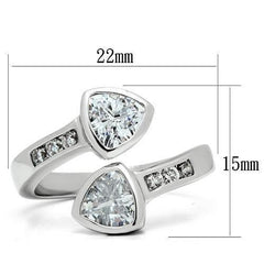 Alamode Rhodium Brass Ring with AAA Grade CZ in Clear - Flyclothing LLC