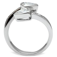 Alamode Rhodium Brass Ring with AAA Grade CZ in Clear - Flyclothing LLC