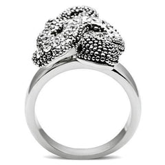 Alamode Rhodium Brass Ring with Top Grade Crystal in Jet - Alamode