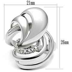 Alamode Rhodium Brass Ring with AAA Grade CZ in Clear - Flyclothing LLC