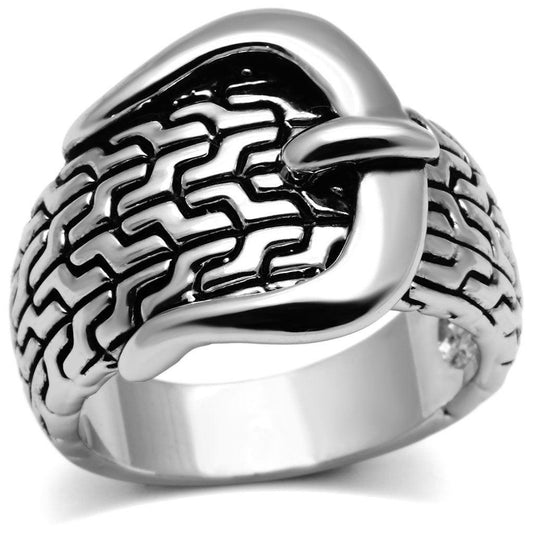 Alamode Rhodium Brass Ring with No Stone - Flyclothing LLC