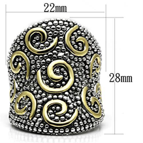 Alamode Reverse Two-Tone Brass Ring with No Stone - Alamode