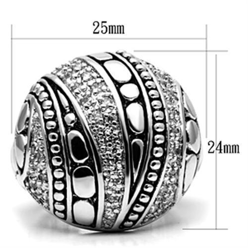 Alamode Rhodium Brass Ring with AAA Grade CZ in Clear - Flyclothing LLC