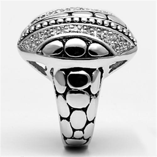 Alamode Rhodium Brass Ring with AAA Grade CZ in Clear - Flyclothing LLC