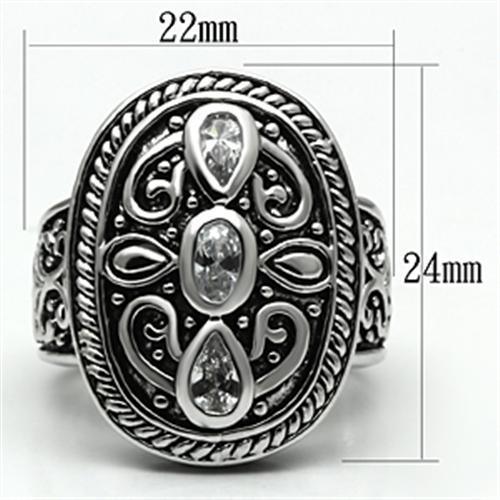 Alamode Rhodium Brass Ring with AAA Grade CZ in Clear - Flyclothing LLC