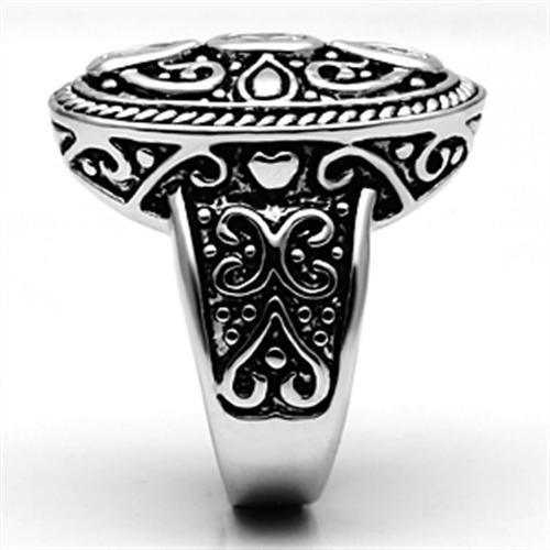 Alamode Rhodium Brass Ring with AAA Grade CZ in Clear - Flyclothing LLC