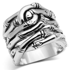 Alamode Rhodium Brass Ring with No Stone - Flyclothing LLC