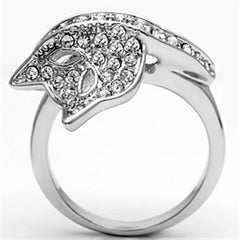 Alamode Rhodium Brass Ring with Top Grade Crystal in Clear - Alamode