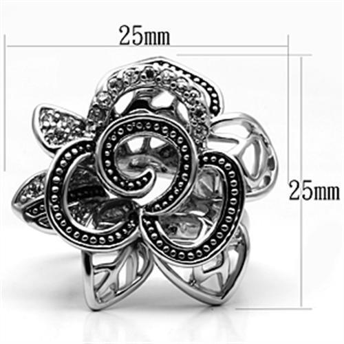 Alamode Rhodium Brass Ring with AAA Grade CZ in Clear - Flyclothing LLC