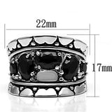 Alamode Rhodium Brass Ring with AAA Grade CZ in Black Diamond - Flyclothing LLC