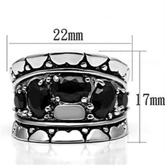 Alamode Rhodium Brass Ring with AAA Grade CZ in Black Diamond - Flyclothing LLC