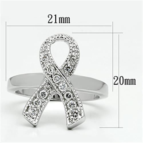 Alamode Rhodium Brass Ring with AAA Grade CZ in Clear - Flyclothing LLC