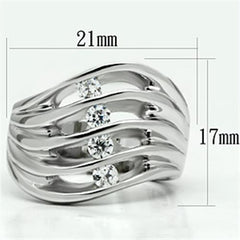 Alamode Rhodium Brass Ring with AAA Grade CZ in Clear - Flyclothing LLC